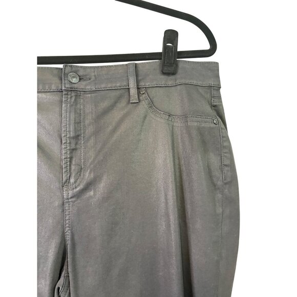 Chicos Women's Shiny Black Stretch Jegging Pants W Front & Back Pockets Size 14 - Picture 5 of 13